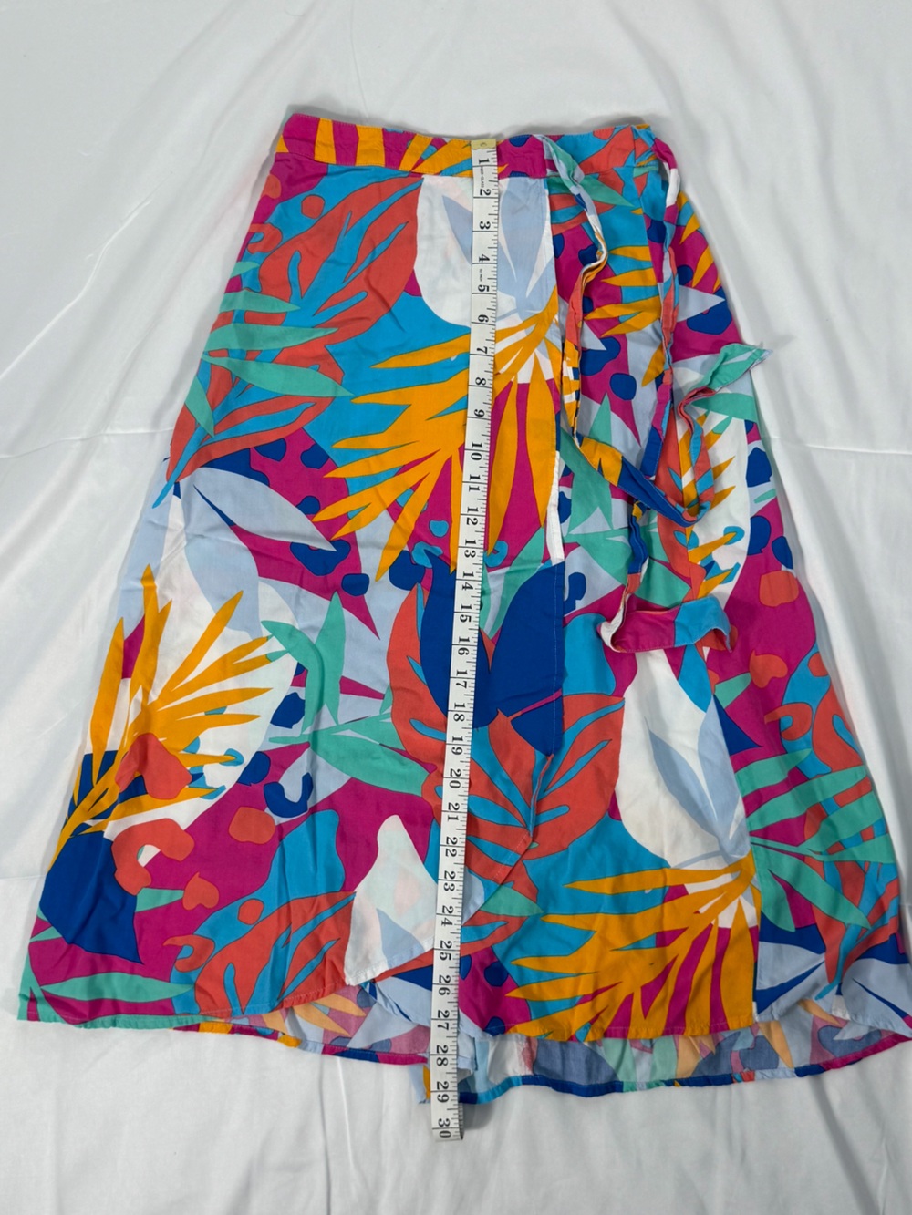 J. CREW Women’s XX-Small Tropical Print Wrap Midi Skirt Multicolor Tie Waist - Picture 6 of 7